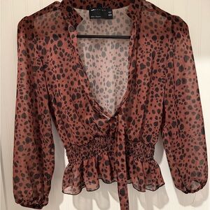 ASOS Brown and Black Animal Print Blouse